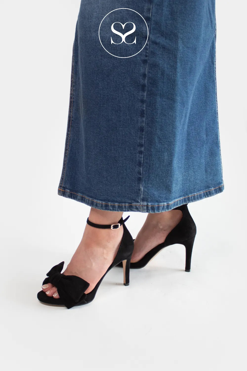 LODI BLACK SUEDE HIGH BLOCK HEEL BOW DETAIL ANKLE STRAP SANDALS INGAL