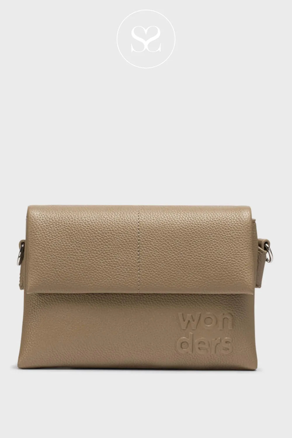 WONDERS WB-54020 taupe crossbody leather bag for women with removable adjustable strap