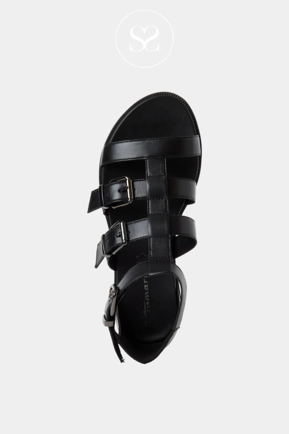 Tamaris Black Flat Gladiator Sandals -1-28125-46