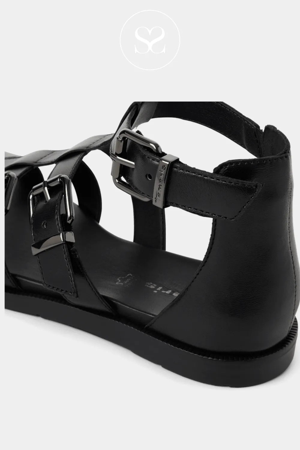 Tamaris Black Flat Gladiator Sandals -1-28125-46
