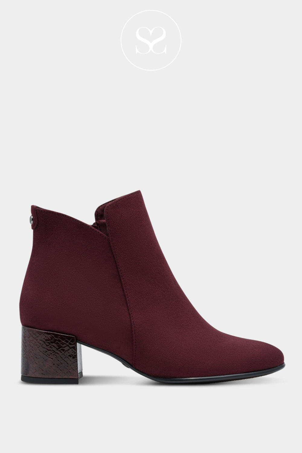 Tamaris Wine Red Suede Ankle Boots 1-25354 Ireland
