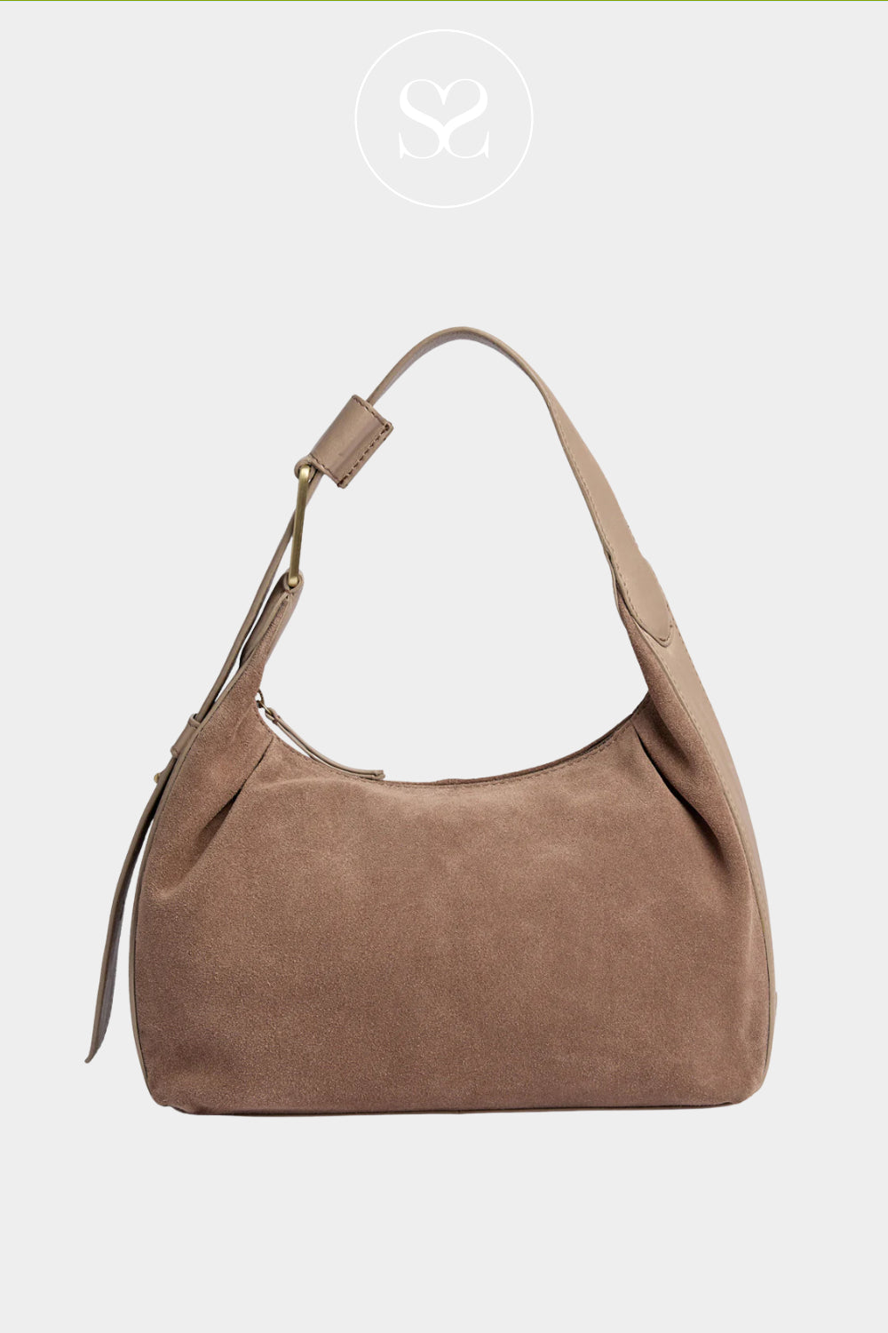 Depeche Taupe Suede Shoulder Bag - 16898
