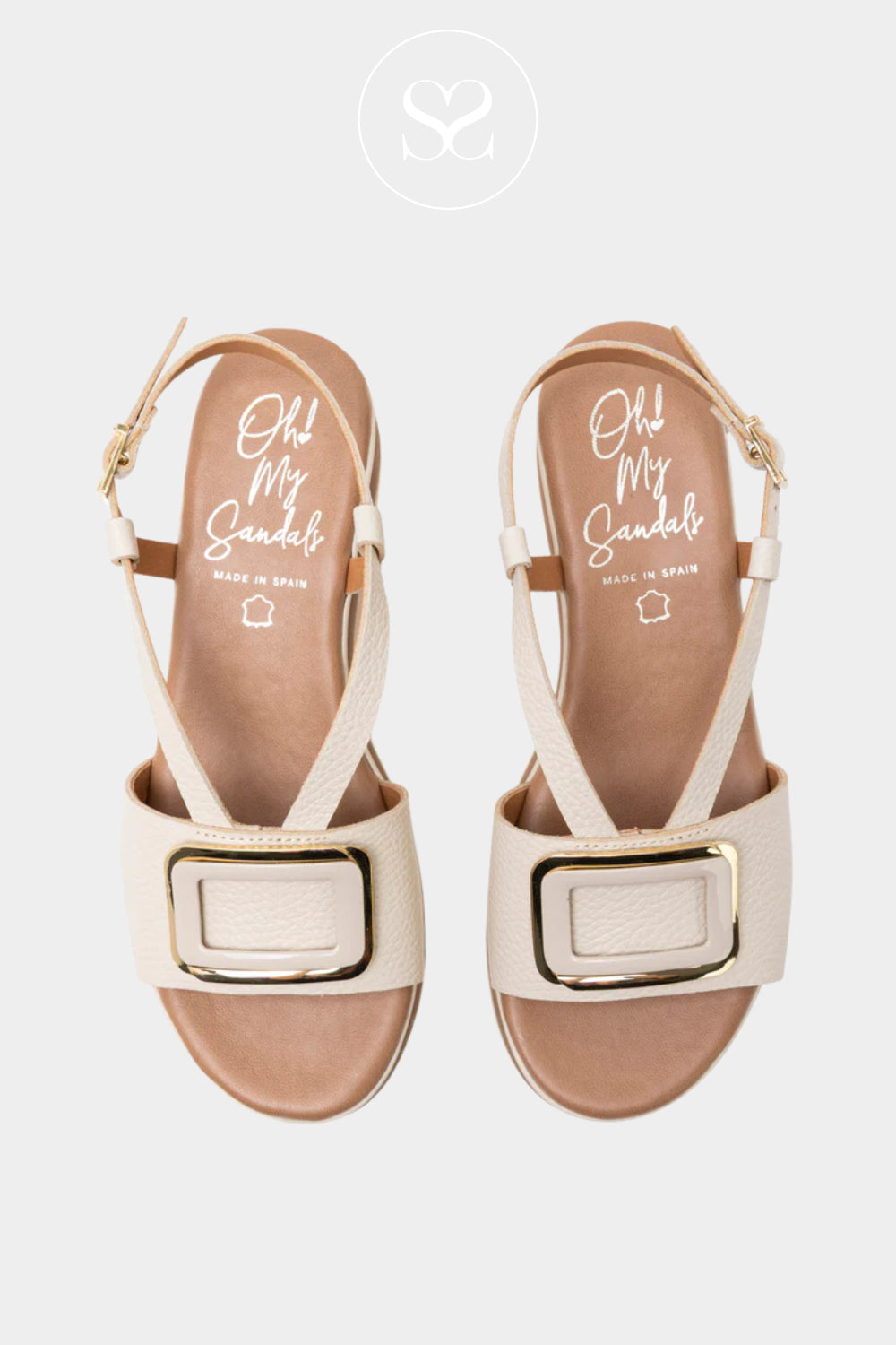 Oh My Sandals Cream Low Wedge Sandals 6045