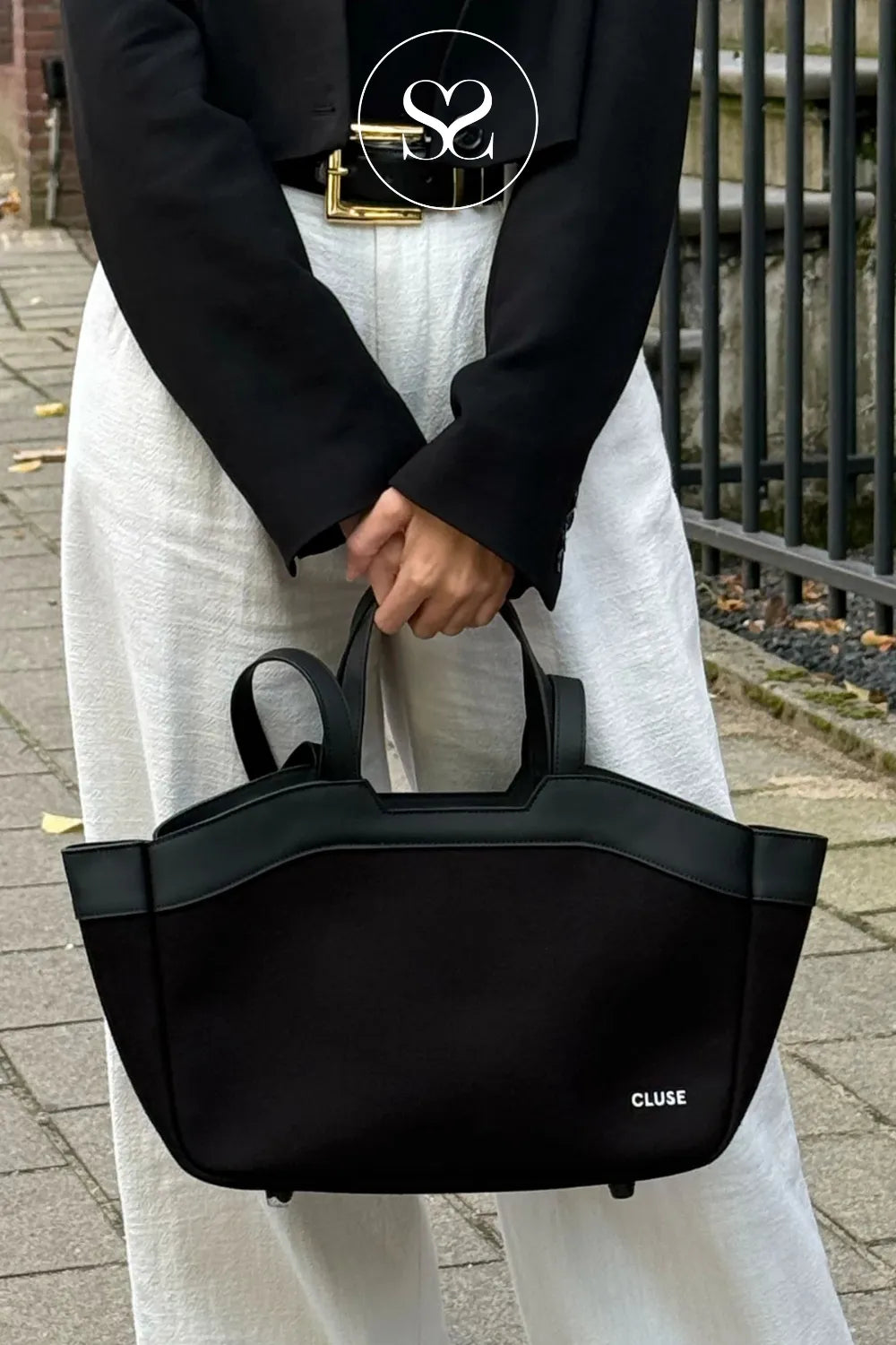 CLUSE BLACK TEXTURED TOTE BAG CX15803