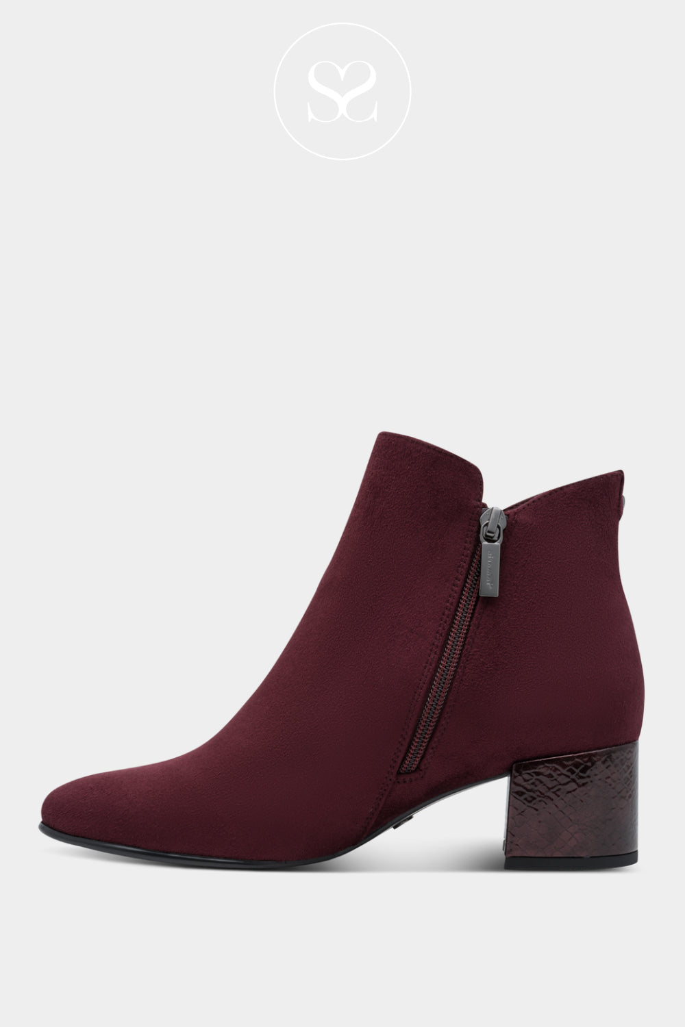 Burgundy Ankle boots with Zip Closure for Women in Ireland