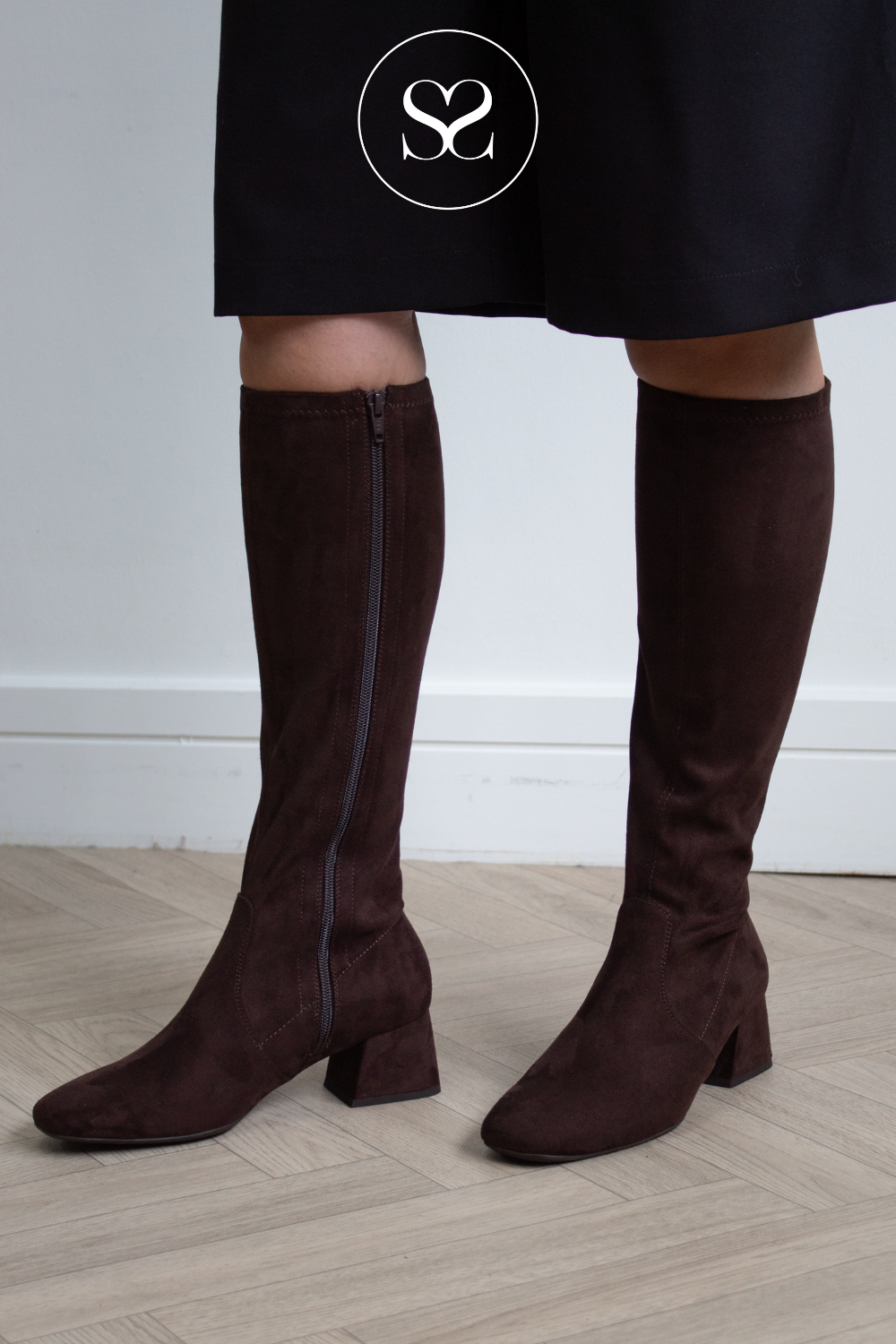 Wonders Brown Heeled Knee High Boots - G-5531