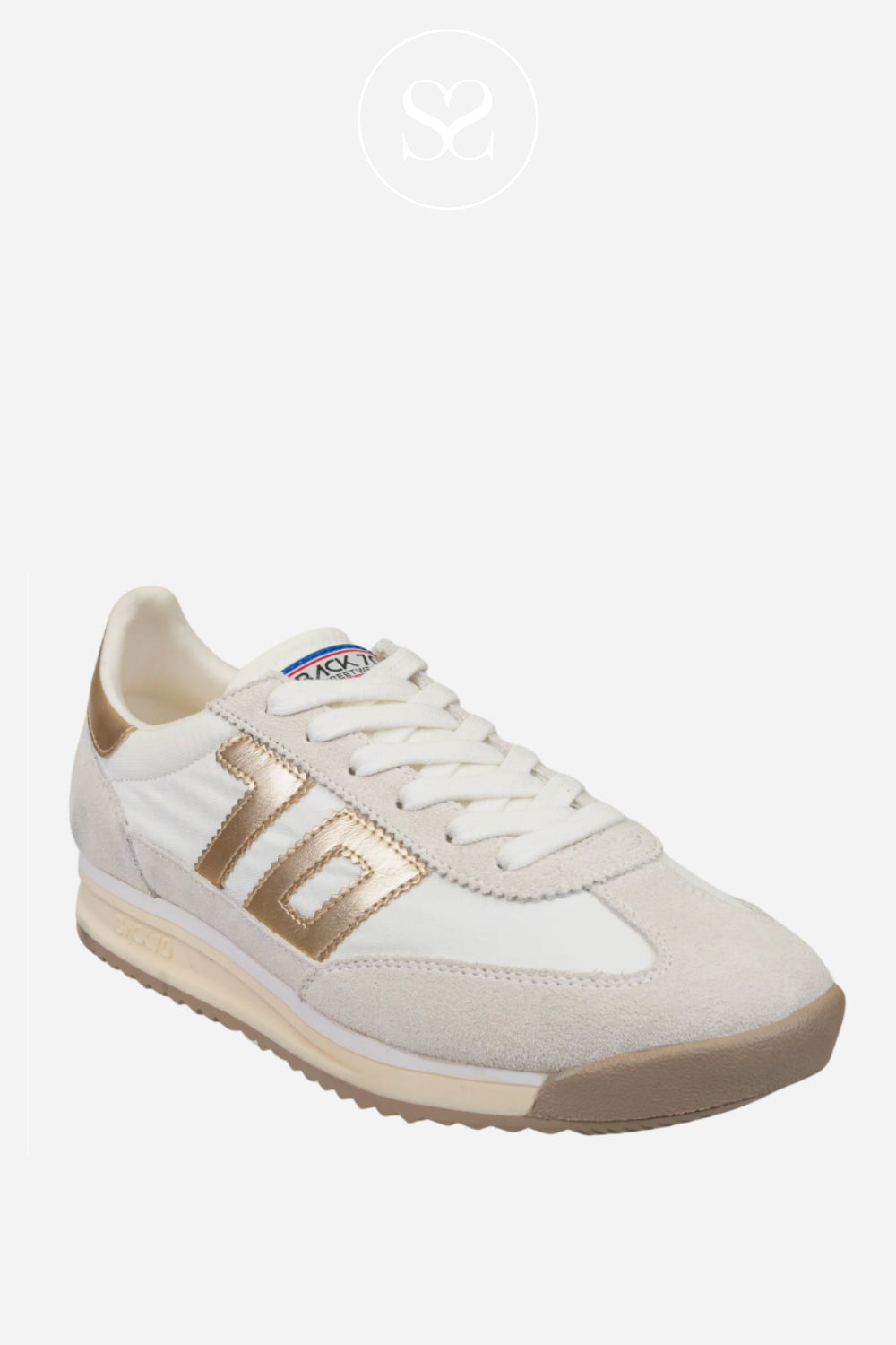 BACK70 White & Gold Retro Trainers-Jogger