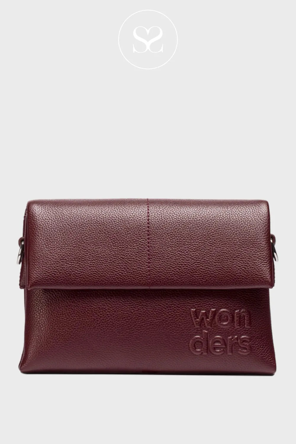 WONDERS WB-54020 wine crossbody leather bag for women with removable adjustable strap