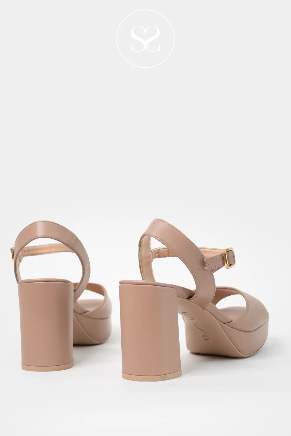 Unisa Nude Platform Block Heeled Sandals- Odran