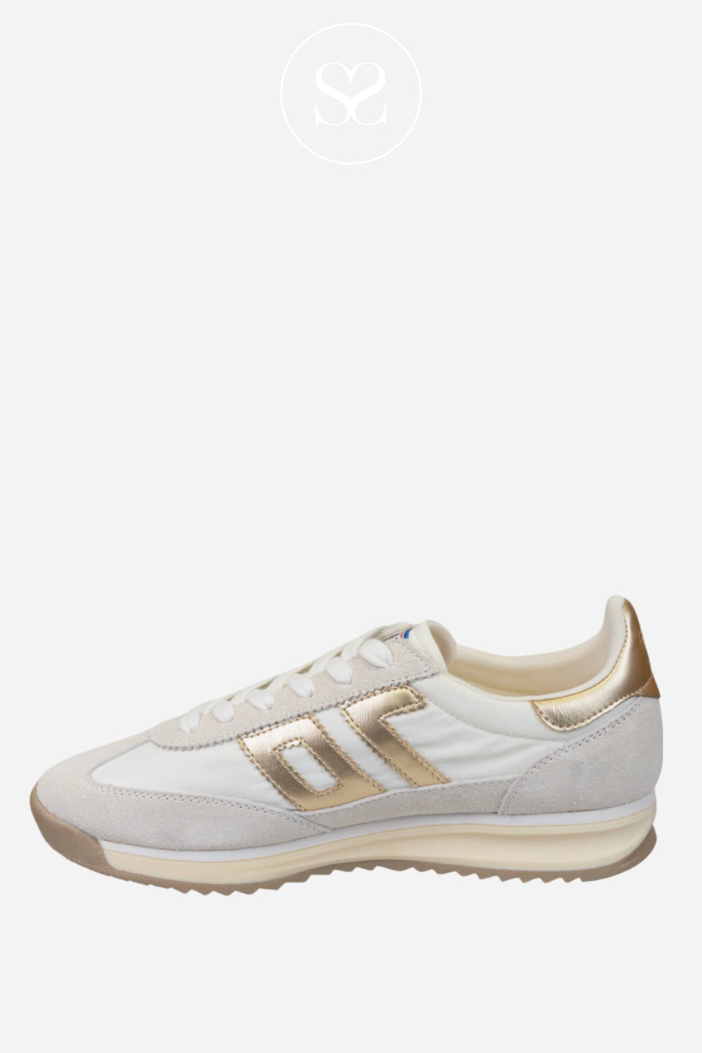 BACK70 White & Gold Retro Trainers-Jogger
