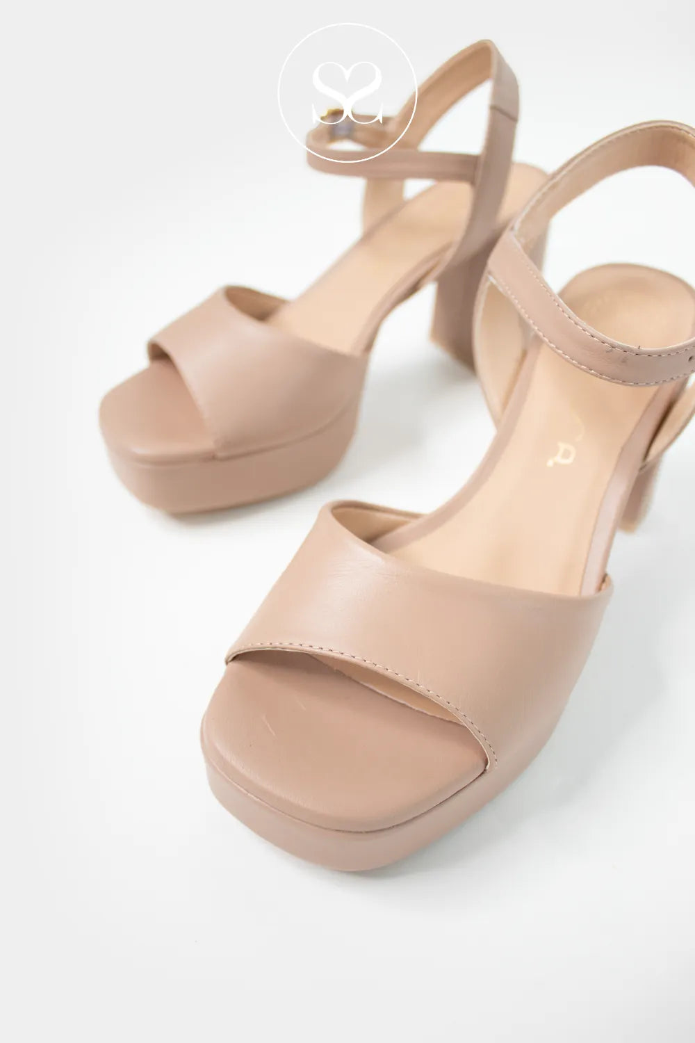 Unisa Nude Platform Block Heeled Sandals- Odran