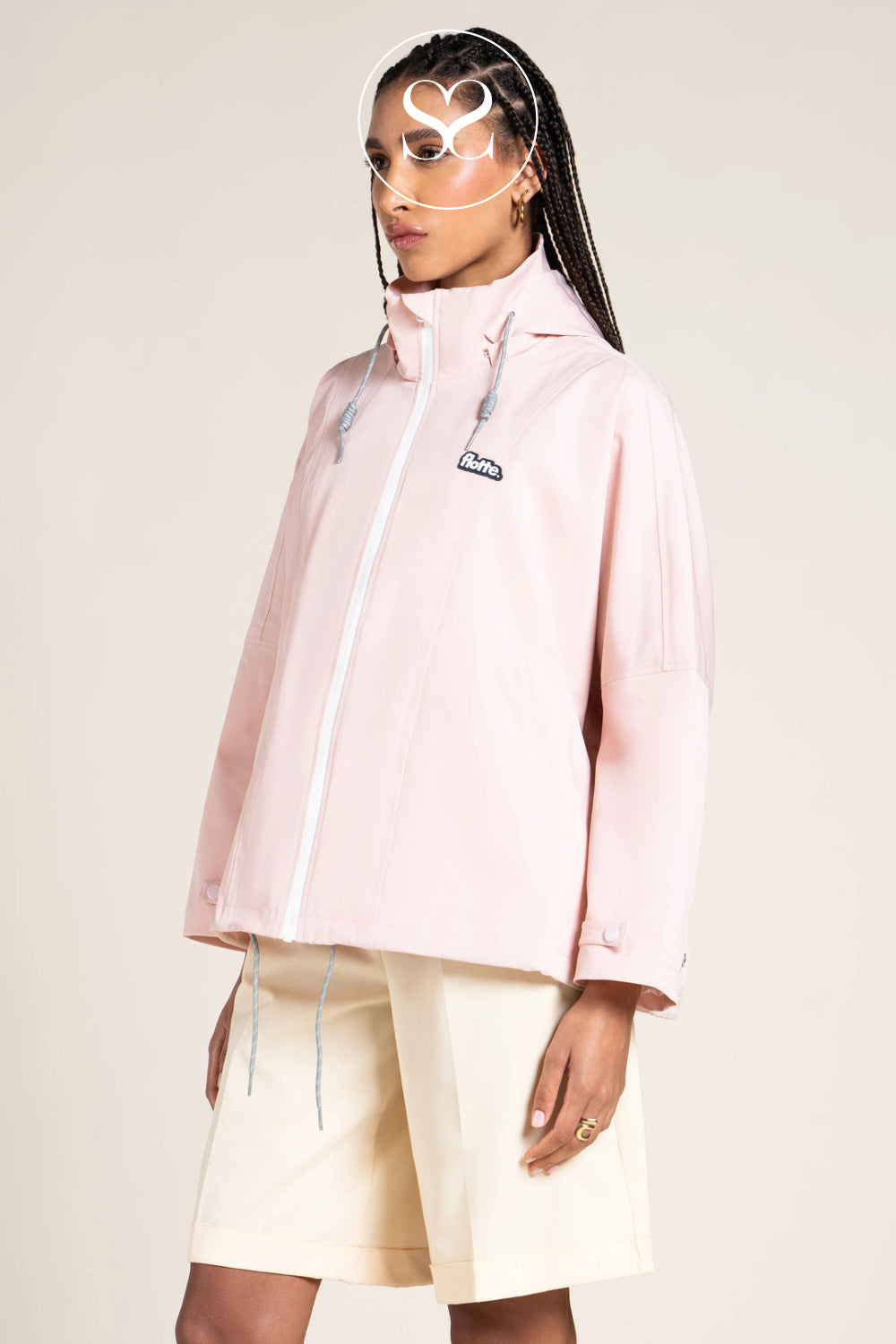Flotte Pink Rain Coat with Adjustable Waist for Women