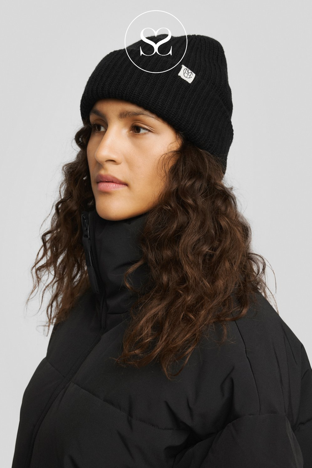 MOSS COPENHAGEN BLACK Beanie Hat- Rachelle