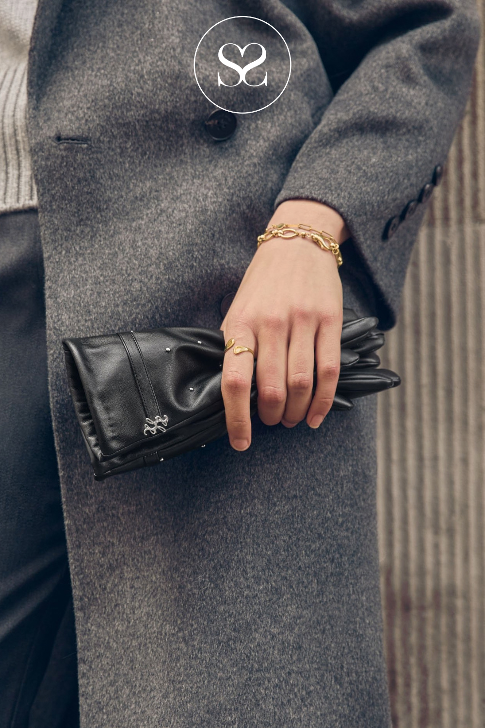 Katie Loxton Faux Leather Gloves - Black