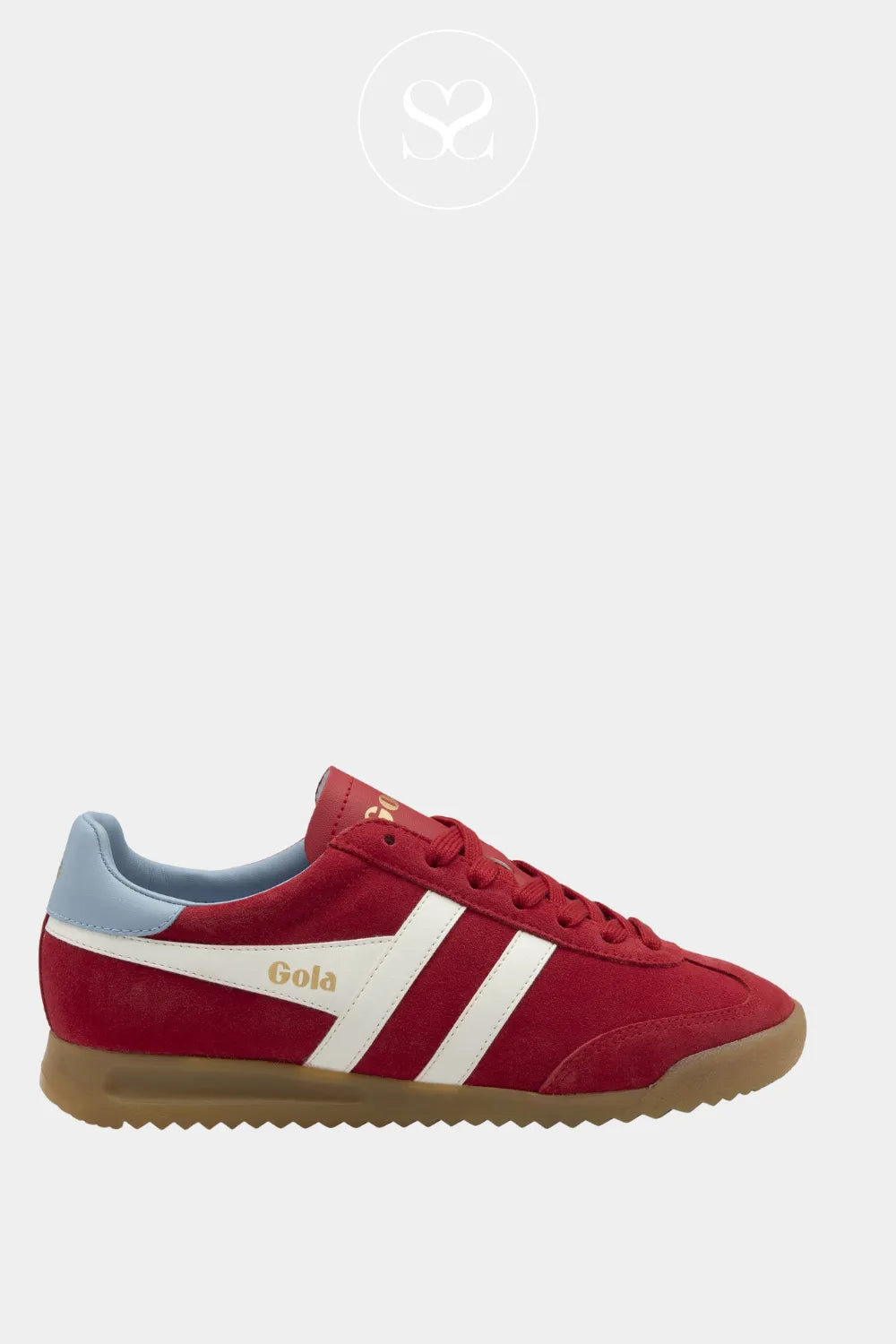 GOLA RED/WHITE/BABY BLUE RETRO GUM SOLE TRAINERS TORPEDO