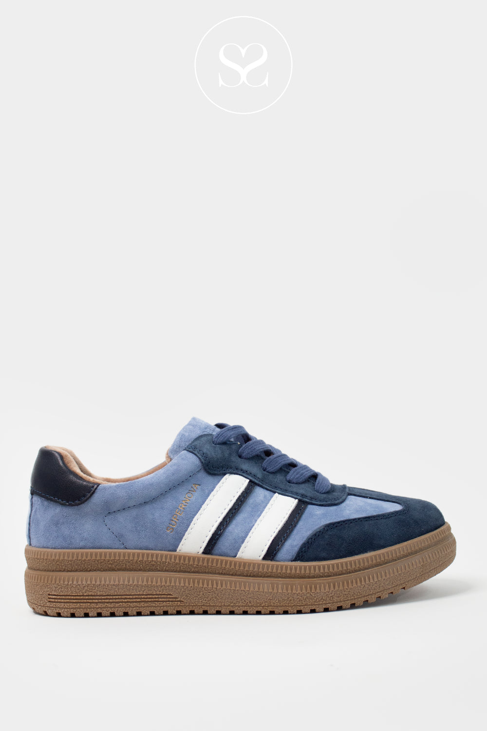 DRILLEYS BLUE & NAVY PLATFORM TRAINERS - EIGHTY THREE
