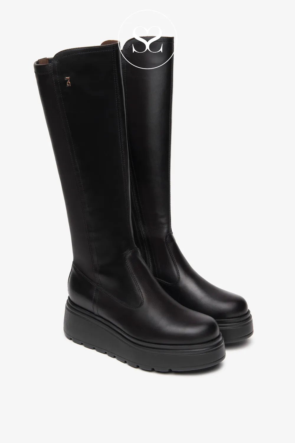 NERO GIARDINI BLACK LEATHER KNEE HIGH BOOTS FOR WOMEN