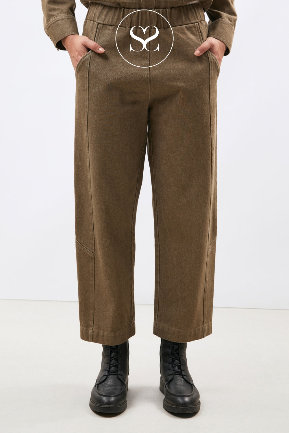 Brown Denim Carrot Fit Pants - Komori