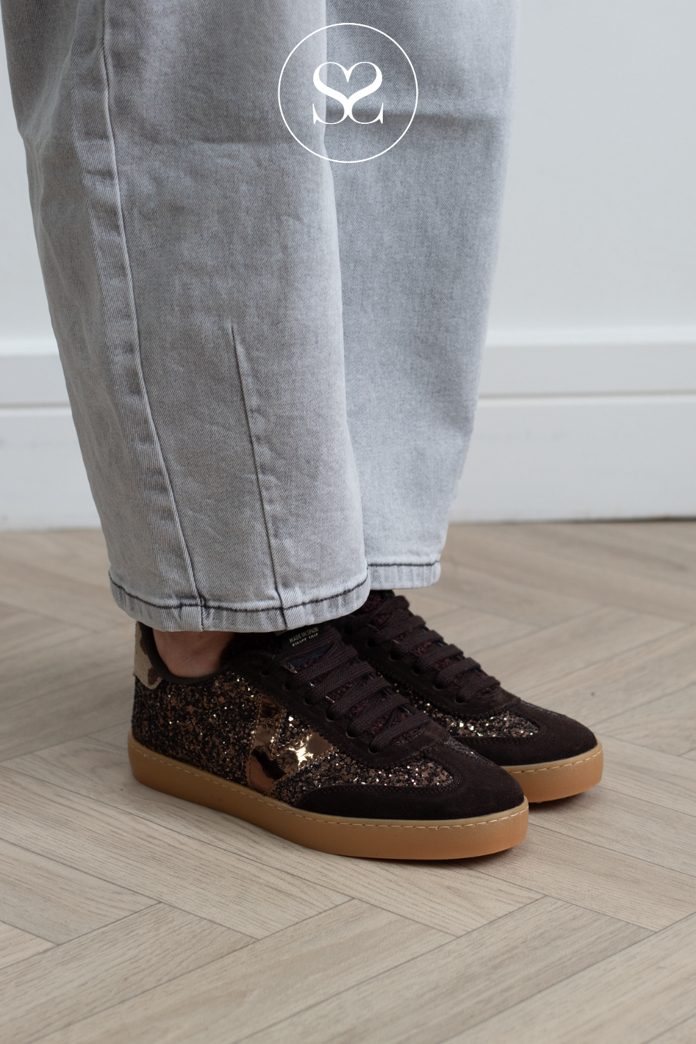 Victoria Brown Glitter Trainers 1126223