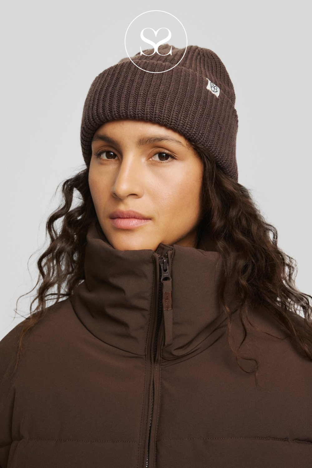 MOSS COPENHAGEN Brown Beanie Hat - Rachelle