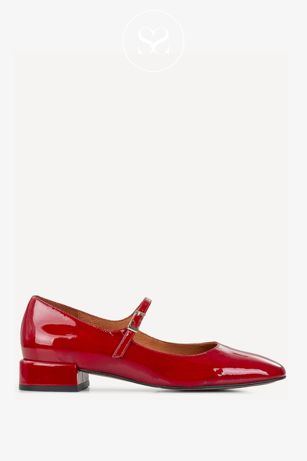ANGEL ALARCON RED PATENT MARYJANE PUMPS - 24515