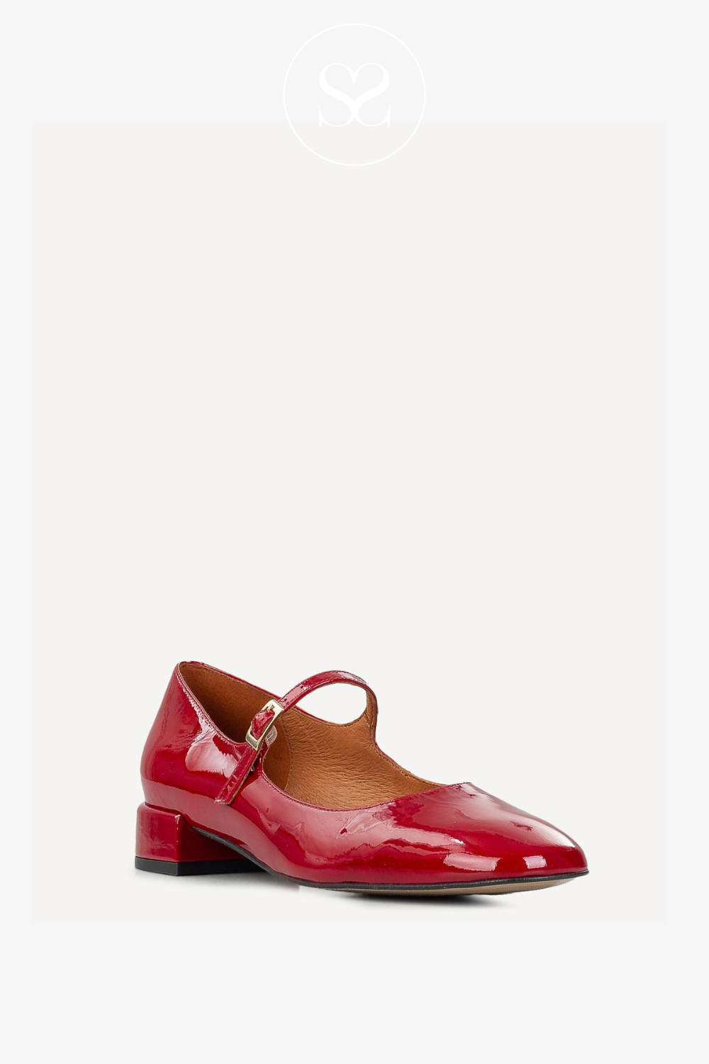 ANGEL ALARCON RED PATENT MARYJANE PUMPS - 24515
