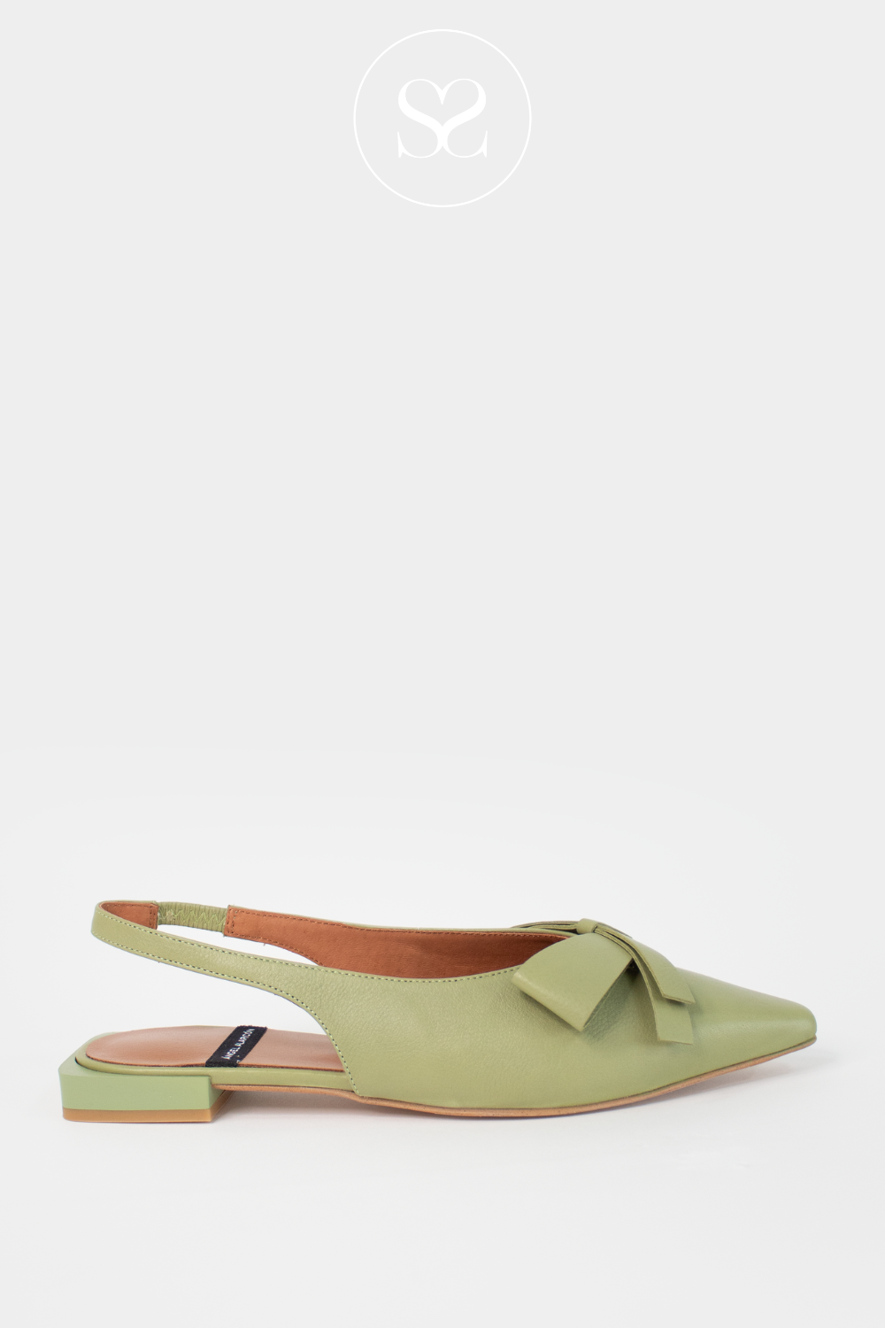 ANGEL ALARCON CHARLOTTE KHAKI LEATHER FLAT SHOES