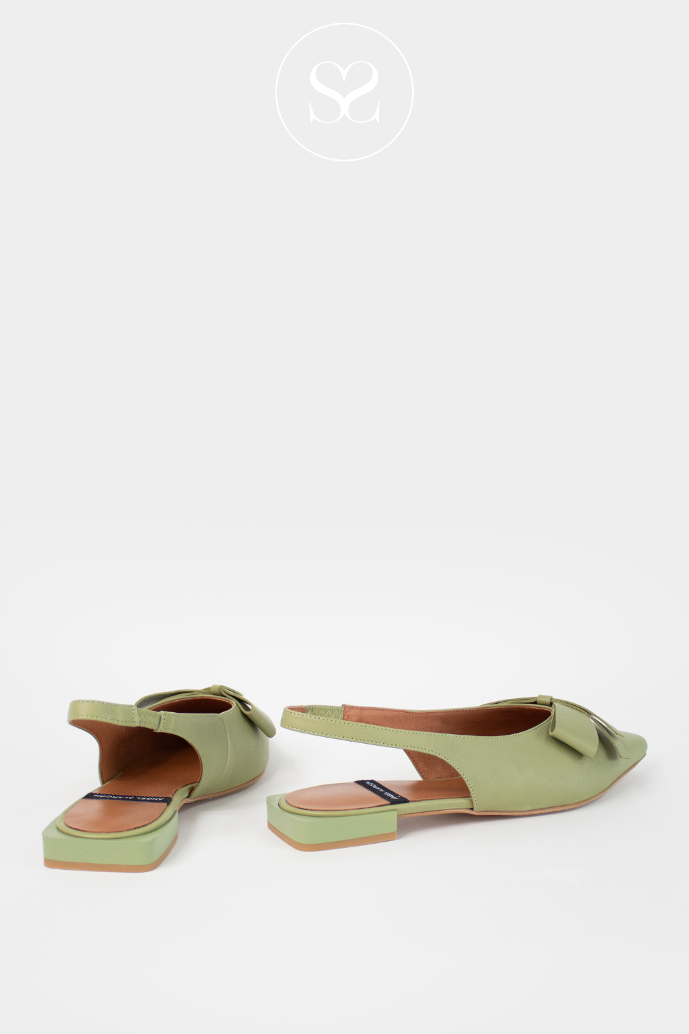 ANGEL ALARCON CHARLOTTE KHAKI LEATHER FLAT SHOES