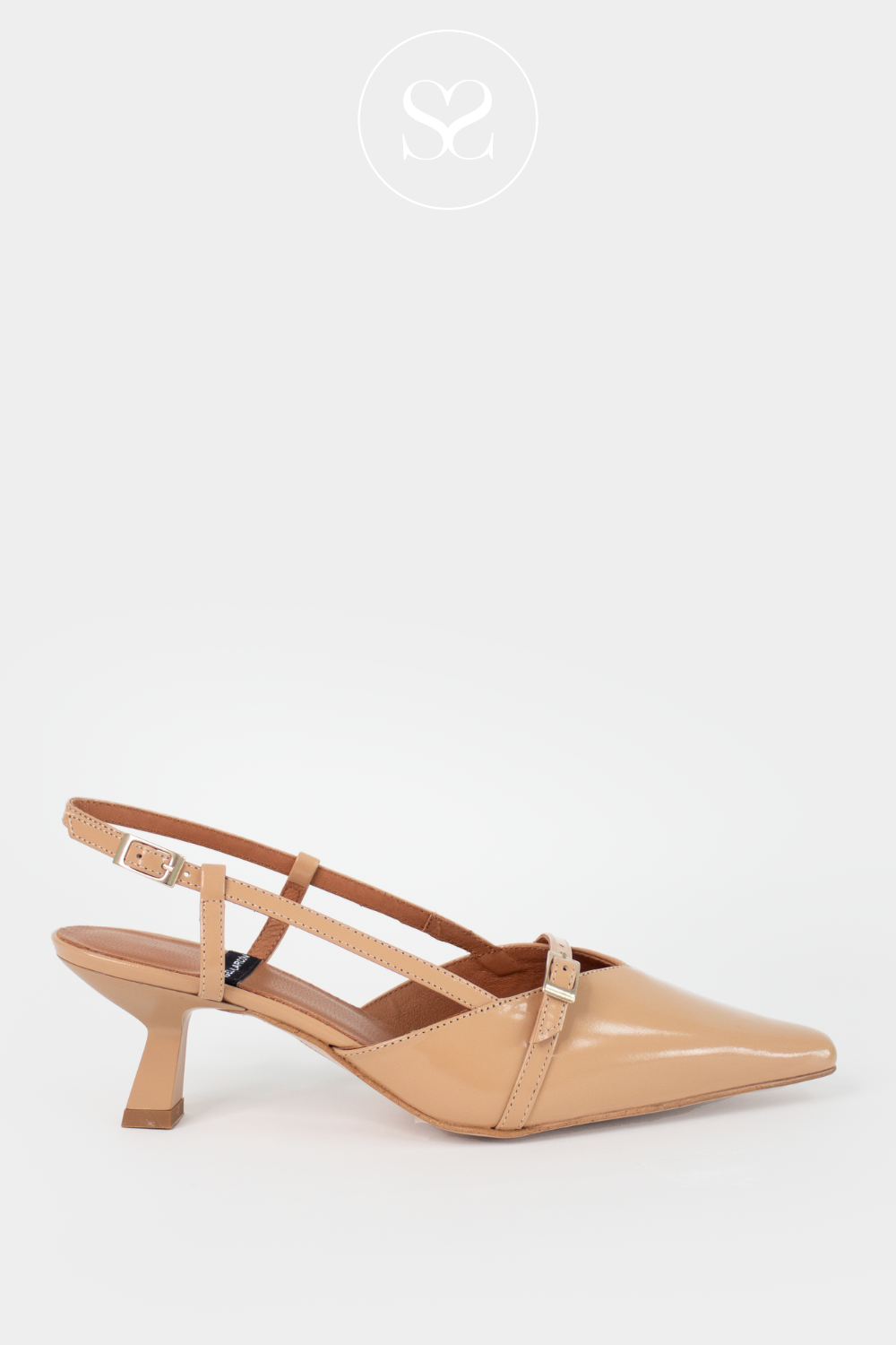 ANGEL ALARCON KARINE - BEIGE SLINGBACK POINTED KITTEN HEELS