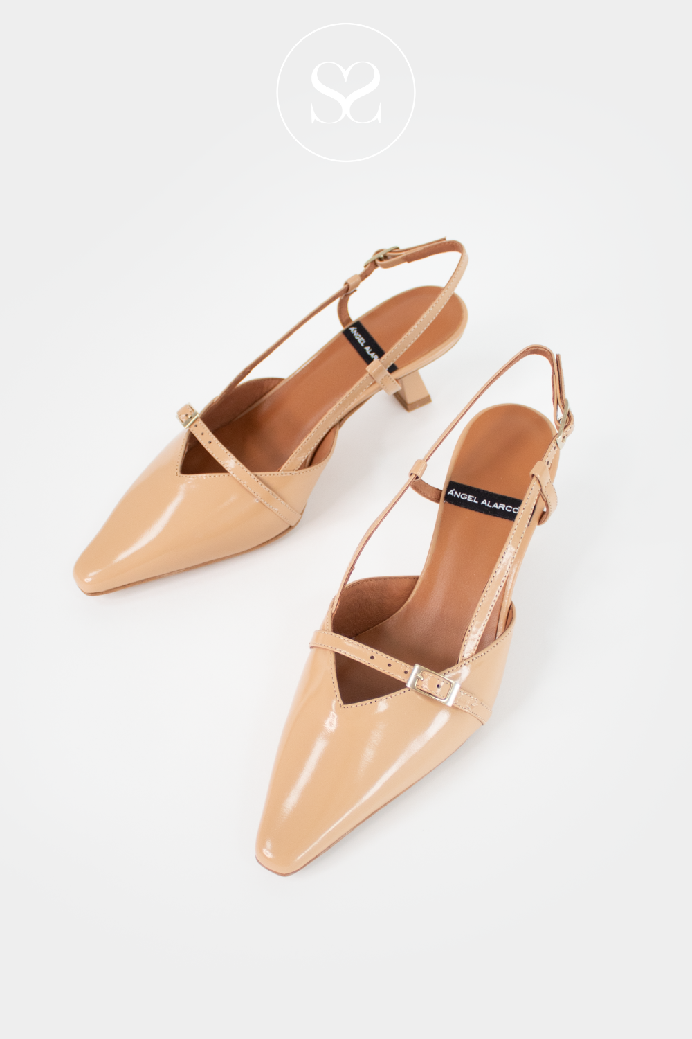 ANGEL ALARCON KARINE - BEIGE SLINGBACK POINTED KITTEN HEELS