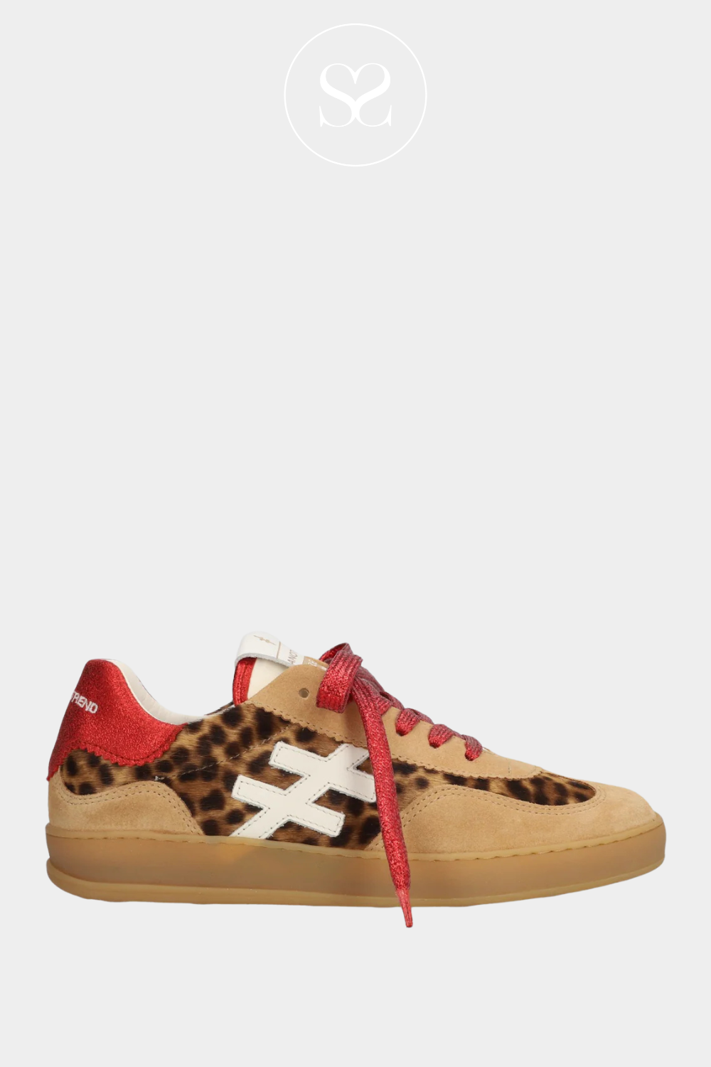 ANOTHER TREND A03279 LEOPARD/RED LEATHER TRAINER