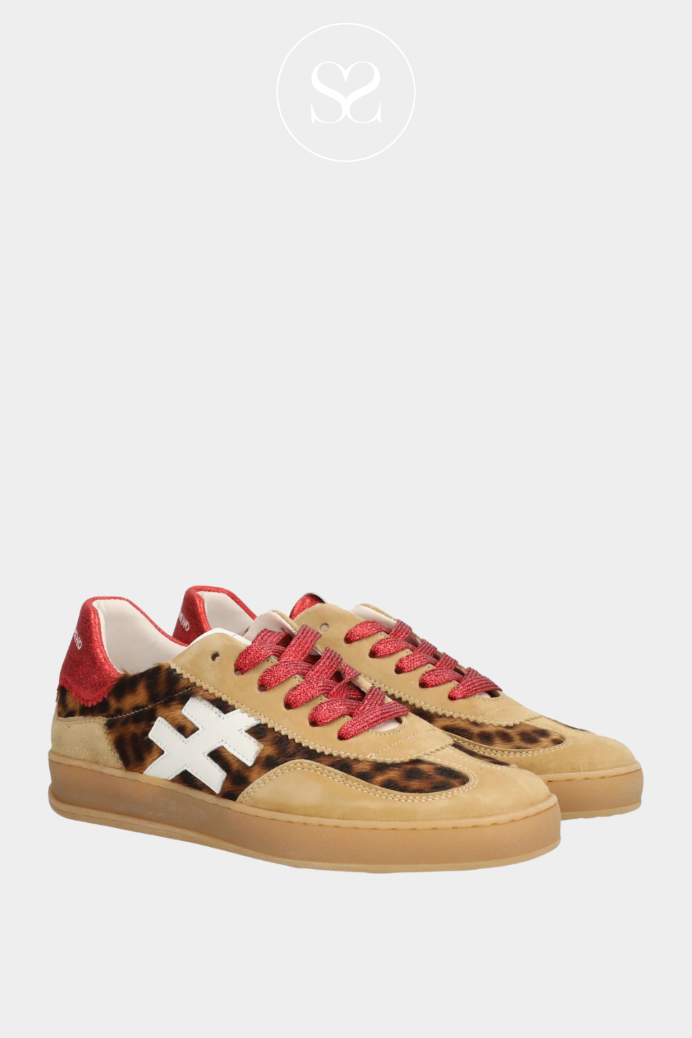 ANOTHER TREND A03279 LEOPARD/RED LEATHER TRAINER