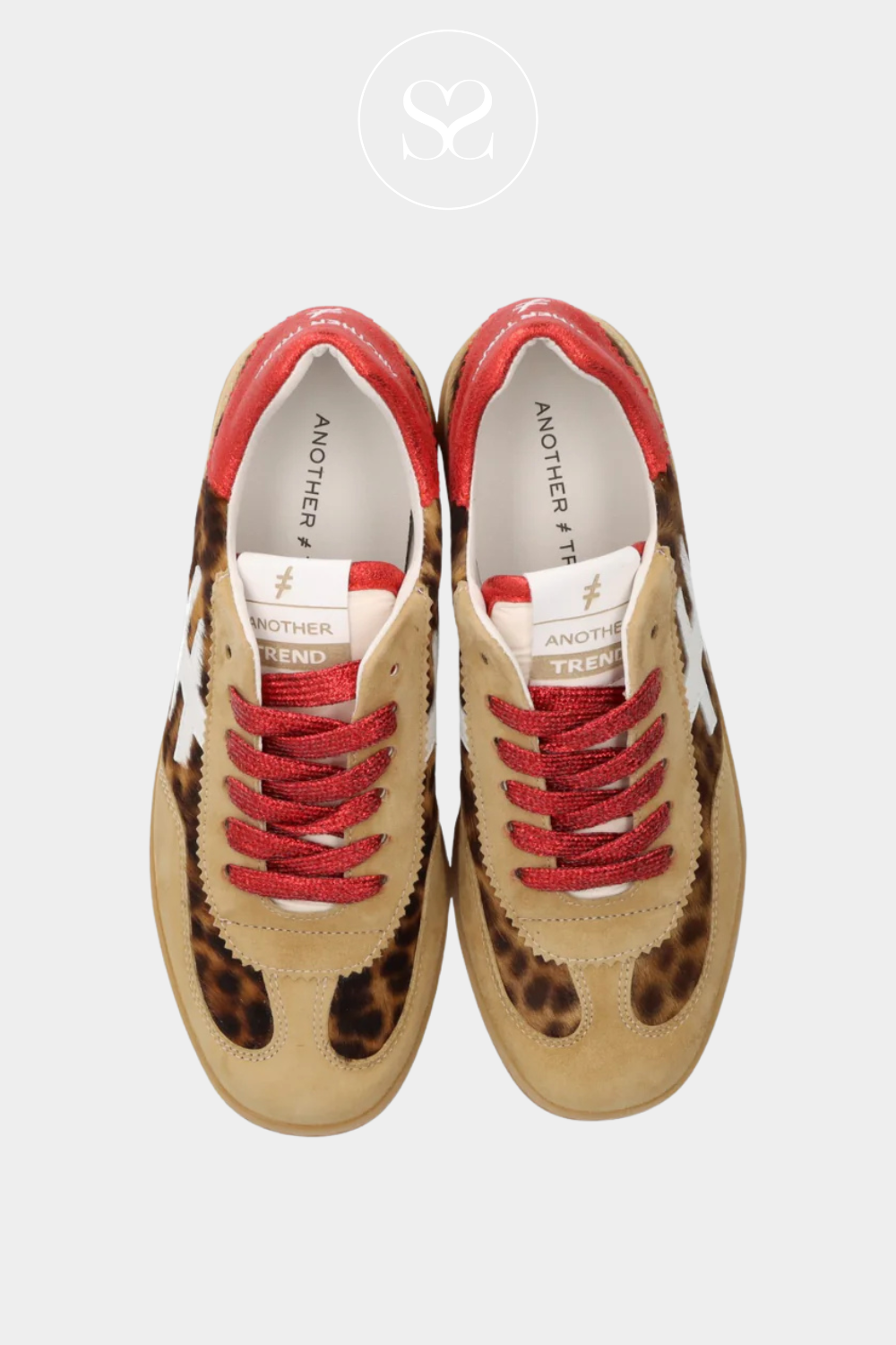 ANOTHER TREND A03279 LEOPARD/RED LEATHER TRAINER