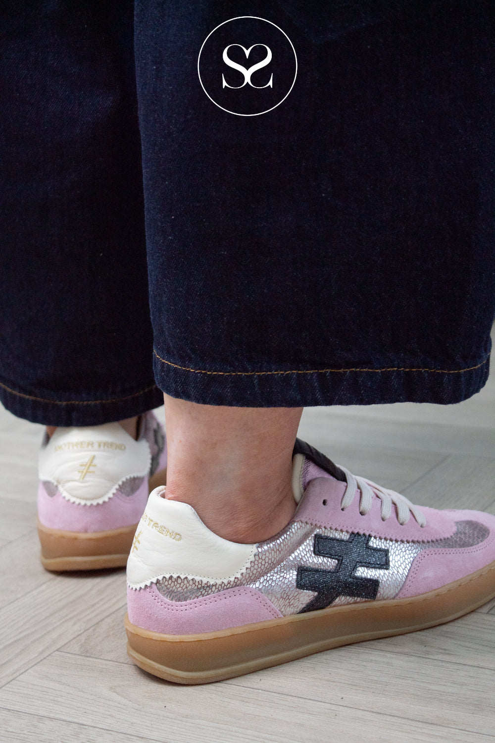 Comfortable pink metallic dressy trainers for women in Ireland from Another Trend