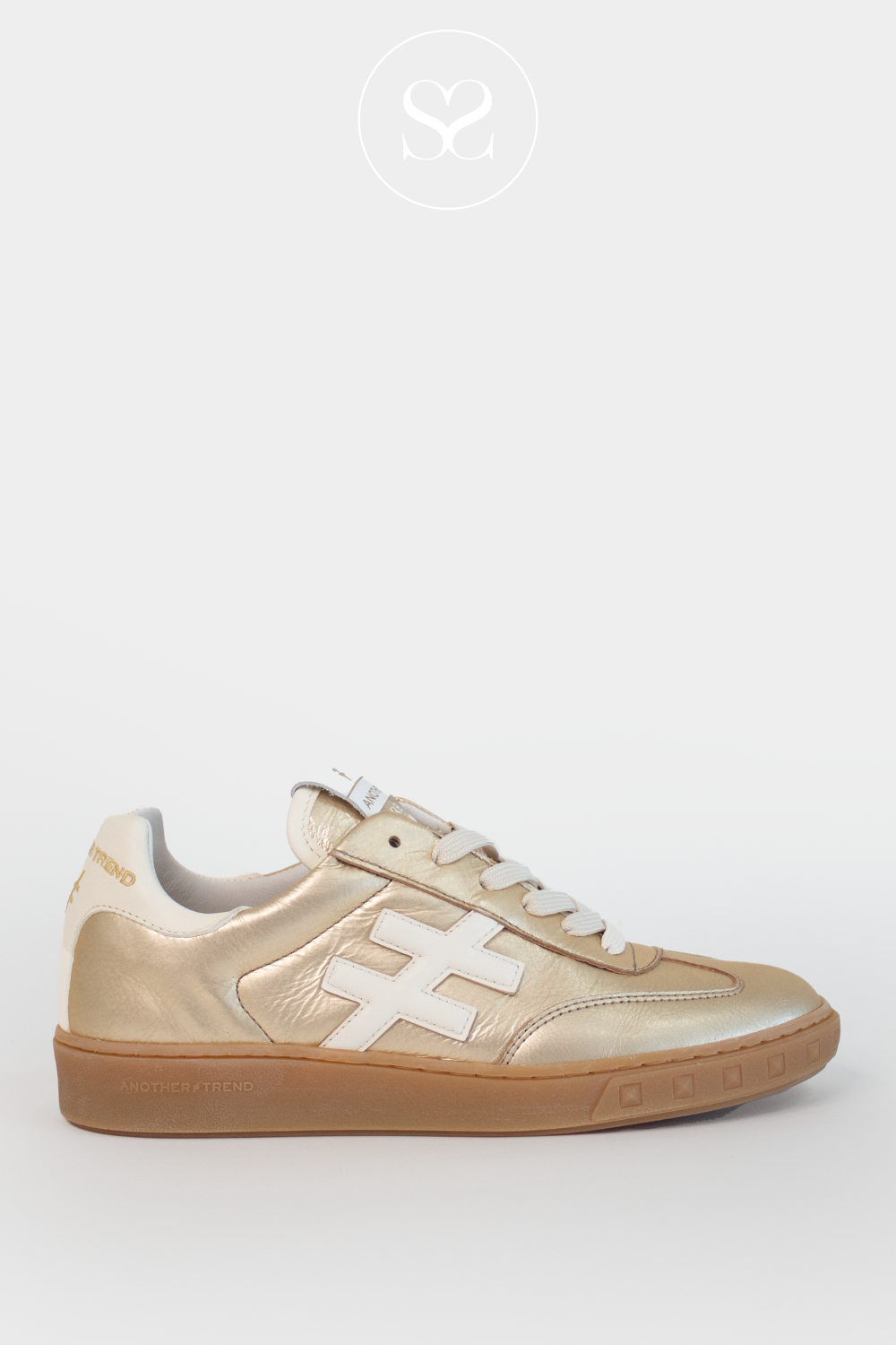 ANOTHER TREND A038 GOLD LEATHER TRAINERS