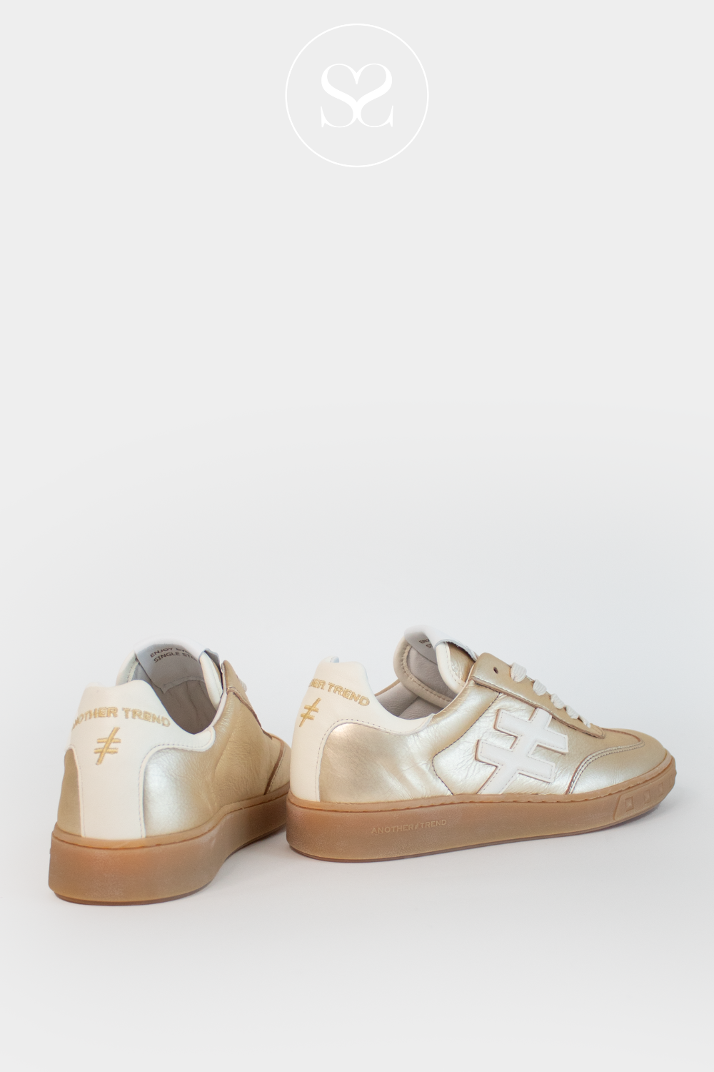 ANOTHER TREND A038 GOLD LEATHER TRAINERS