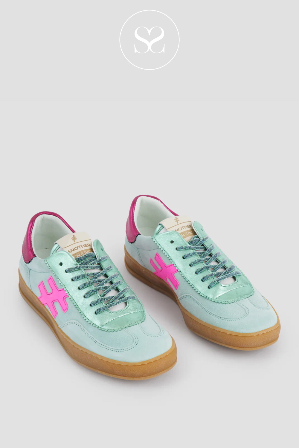 green & pink trainers from another trend