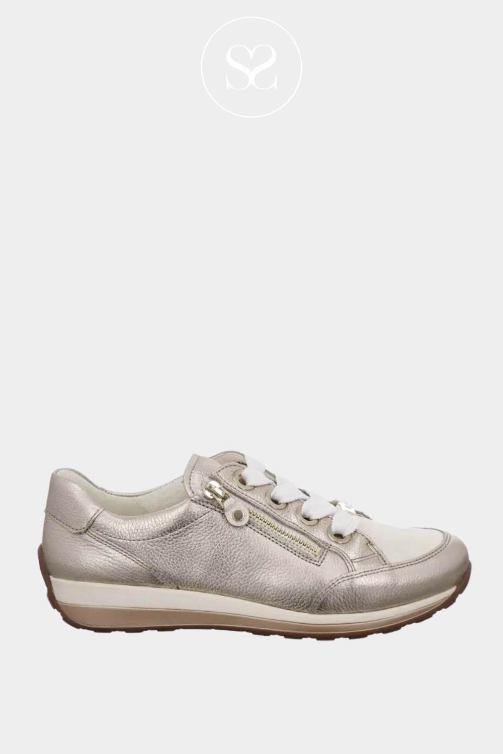 ARA 12-44587 OLD LEATHER TRAINERS WITH SIDE ZIP.