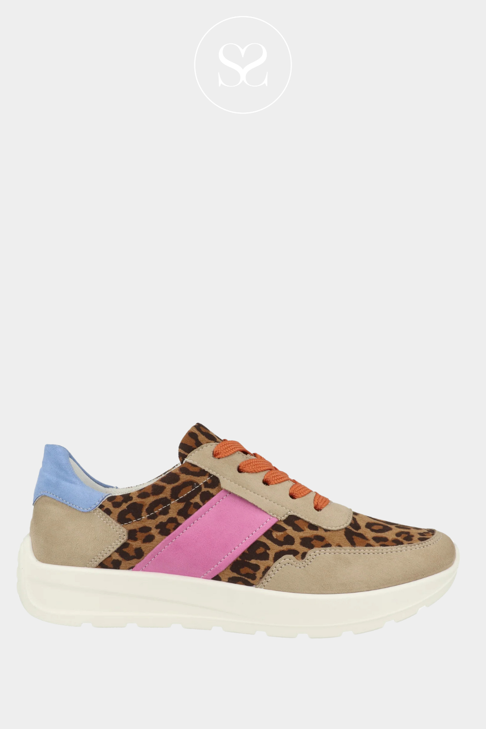 ARA 12-25116 MULTI COLOURED LEOPARD PRINT WEDGE TRAINERS WITH REMOVABLE INSOLES AND CUSHIONED ARCH SUPPORT