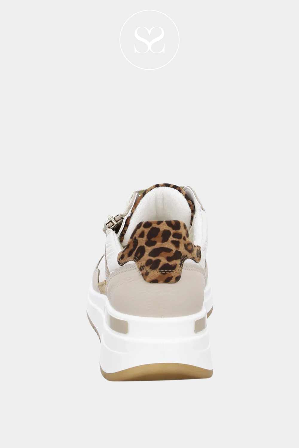 ARA 12-57702 OFF WHITE WEDGE COMFORTABLE WALKING RUNNERS WITH LACES AND SIDE ZIP FOR EASY PULL ON