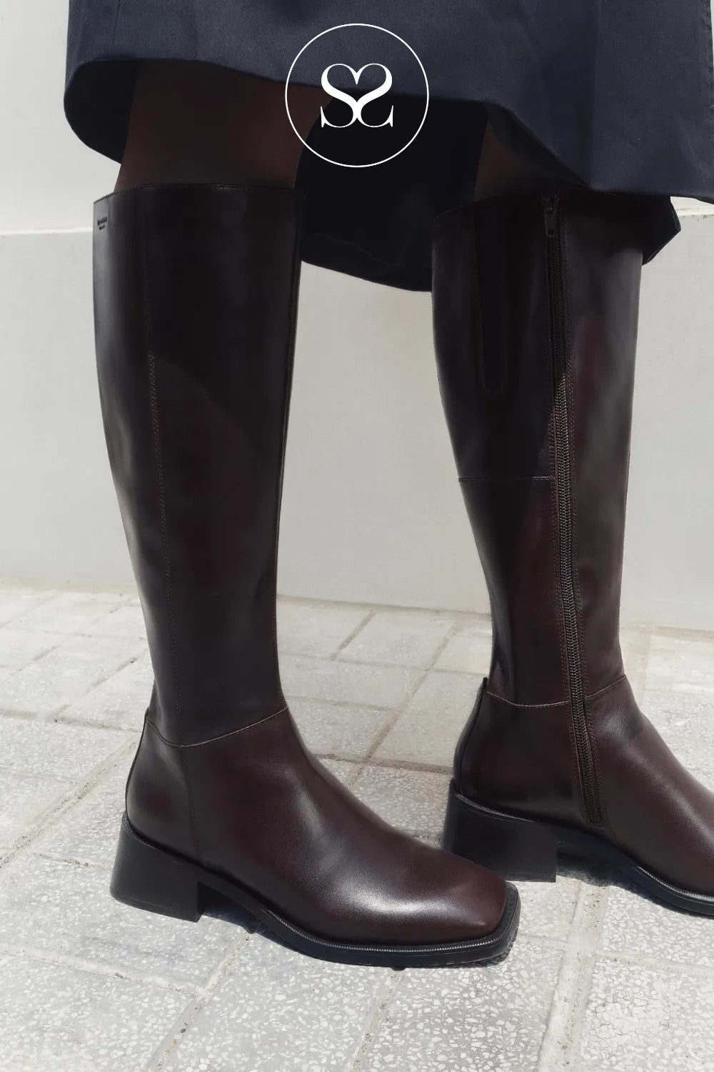 VAGABOND BROWN SQUARE TOE KNEE HIGH BOOTS -  BLANCA 5417-801