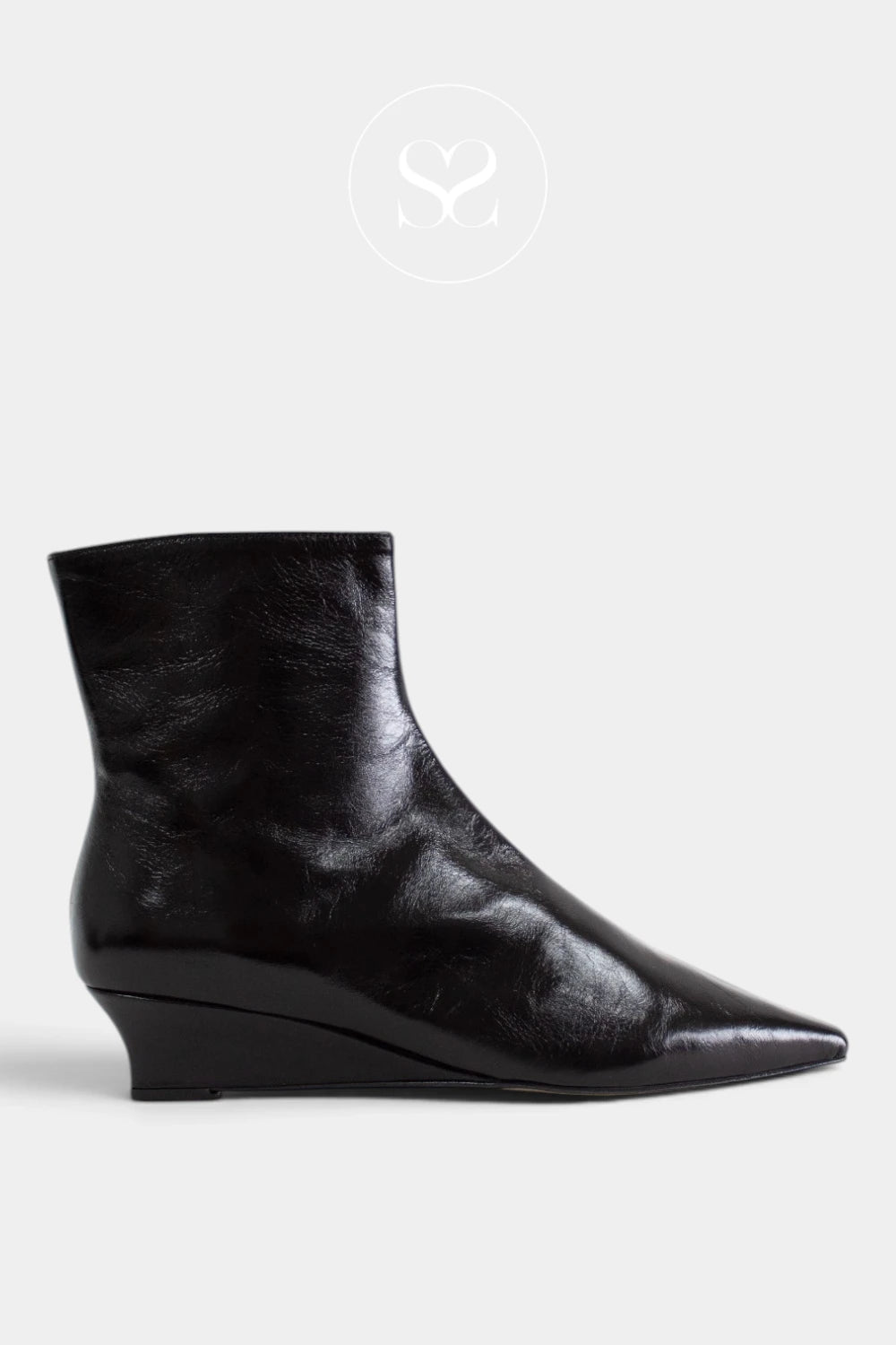 Angel Alarcon Black Slim Wedge Pointed Toe Boot - Dorothea 26531