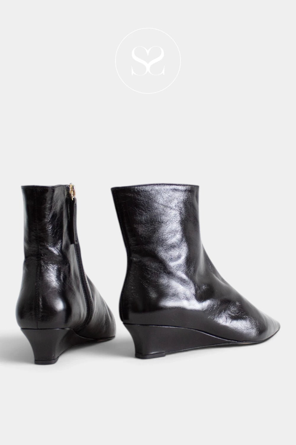 Angel Alarcon Black Slim Wedge Pointed Toe Boot - Dorothea 26531