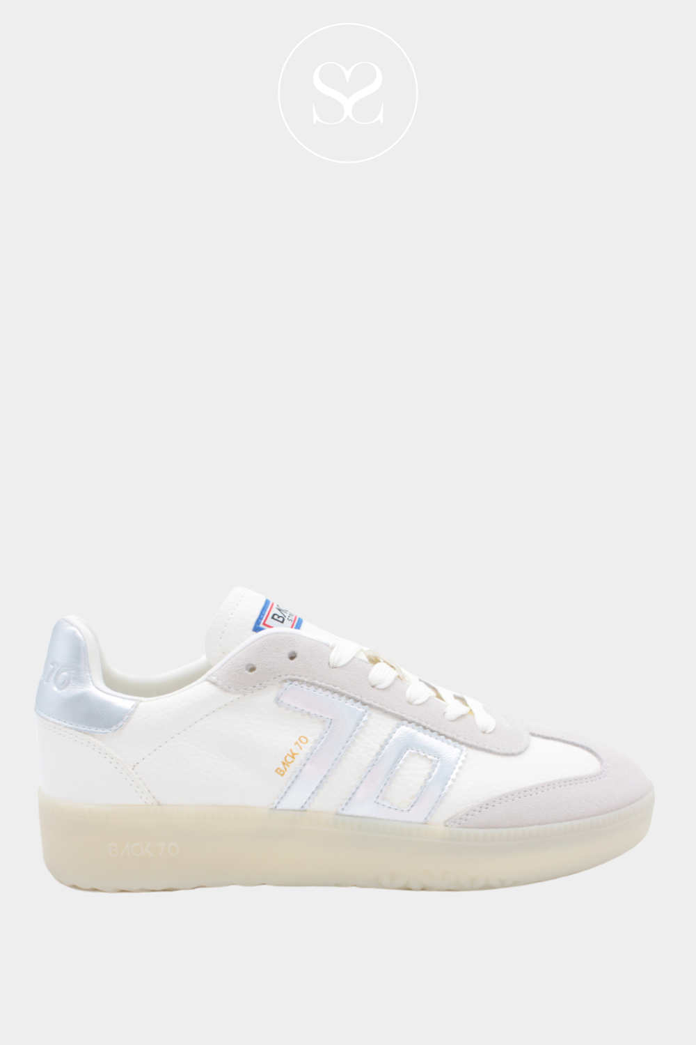 BACK 70 BOSTON METALLIC SILVERS CHUNKY SOLE LACE UP TRAINERS