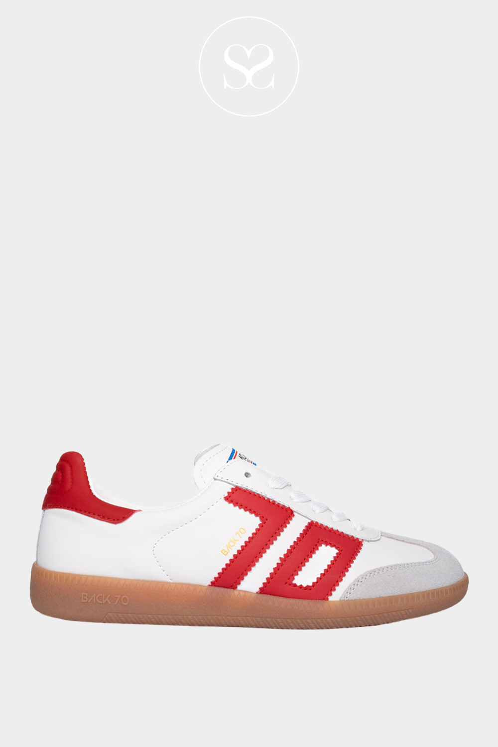 BACK 70 CLOUD 2505-09 RED AND WHITE LEATHER LOW PROFILE TRAINERS