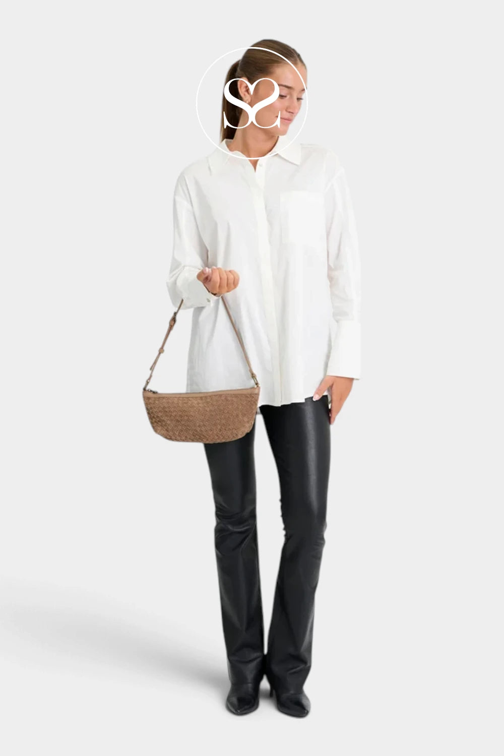 Depeche Taupe Woven Leather Shoulderbag - 17434