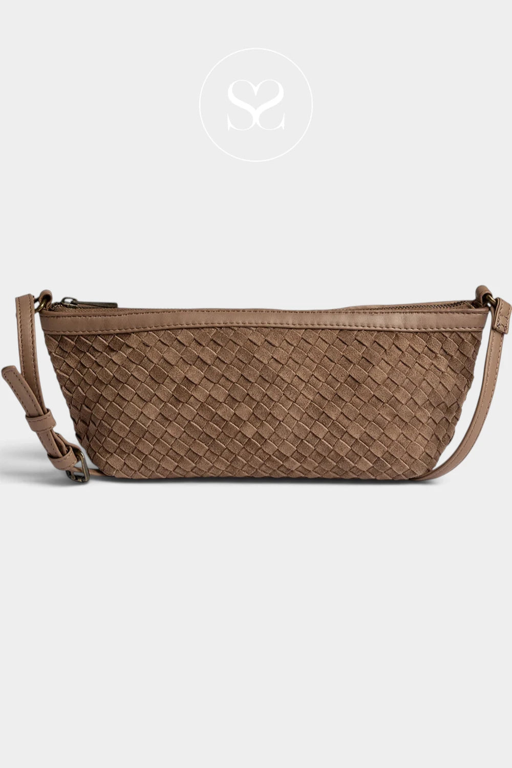 Depeche Taupe Woven Leather Shoulderbag - 17434