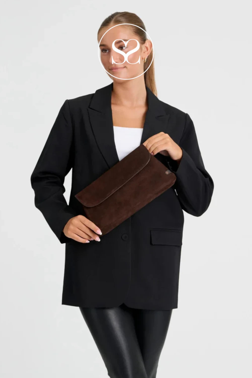 Depeche Chocolate Brown Suede Envelope Clutchbag - 17428