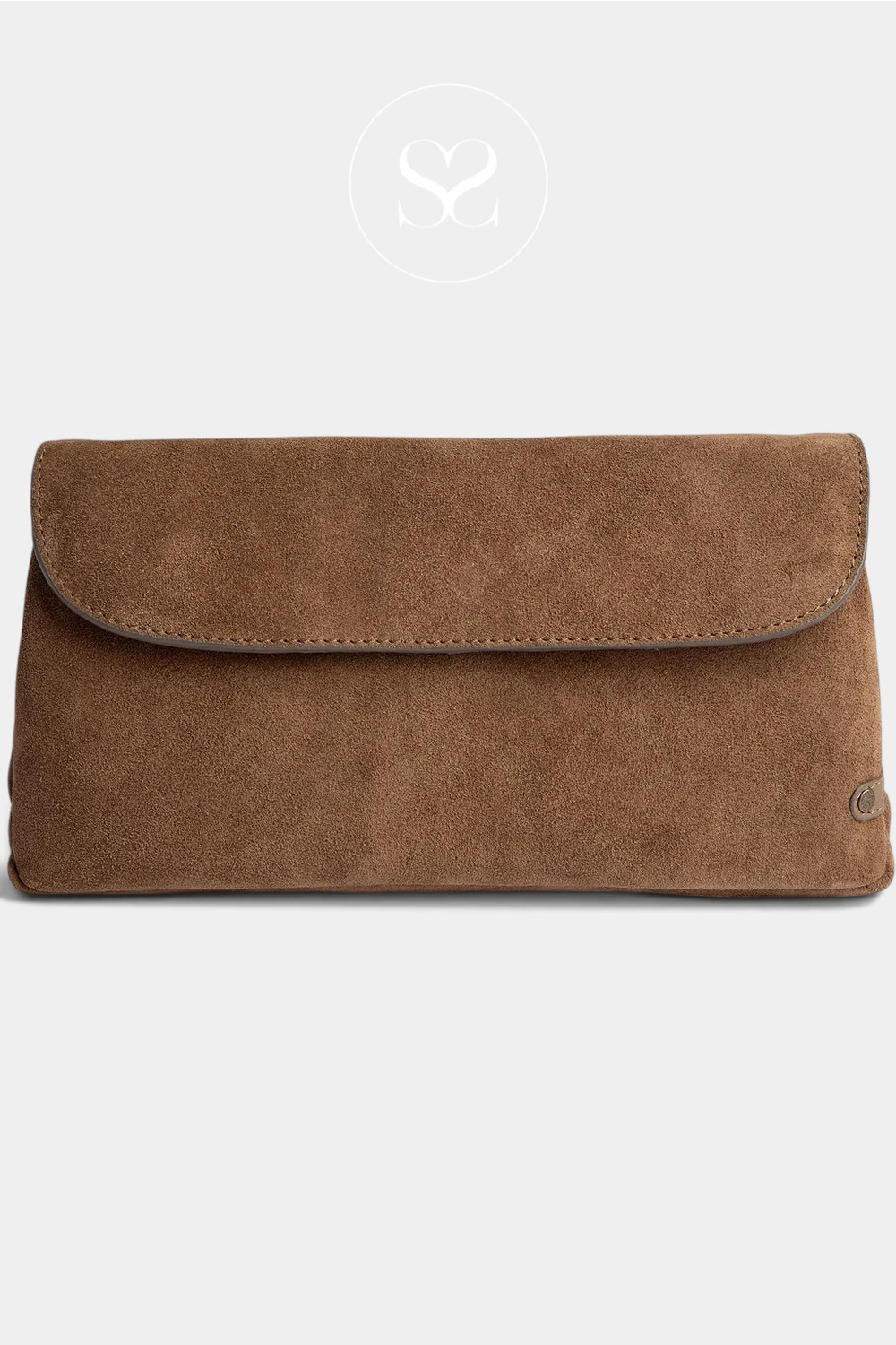 Depeche Taupe Suede Envelope Clutchbag - 17428