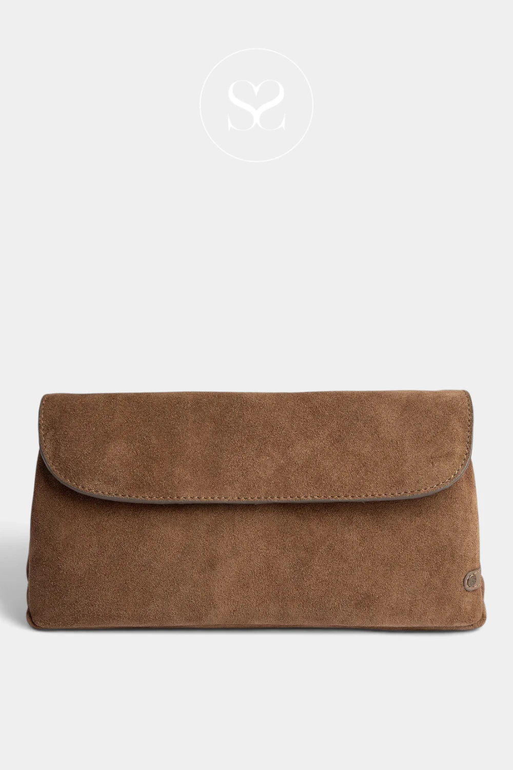 Depeche Taupe Suede Envelope Clutchbag - 17428